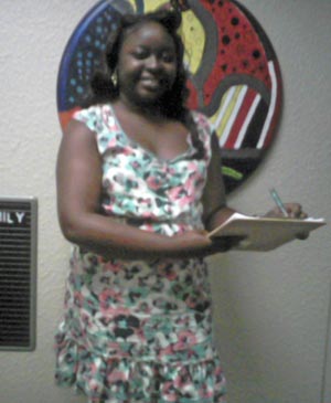 Photograph of Ms. Latreece Perry, a student enrolled in the Concentration in Applied Sociology at the University of Tampa, at her internship site with the Hillsborough County Aging Services, in Tampa, Florida, in 2011